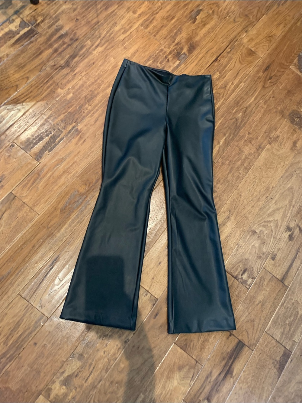 Calvin Klein Black Faux Leather Flared Pants